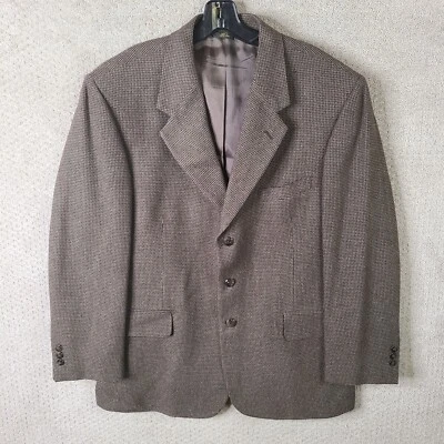 John Henry Jacket Mens 44R Brown Tweed Blazer Wool Blend 3 Button Sport Coat - Image 1 of 4