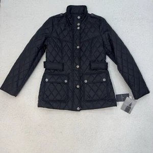Chaqueta para mujer London Fog acolchada negra con cinturón talla pequeña nueva con etiquetas - Imagen 1 de 10