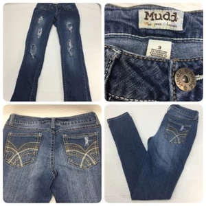 Mudd Jean Junior Mujer Talla 3 Denim 28x30" Costuras Gruesas 2% Spandex Envejecido - Imagen 1 de 1