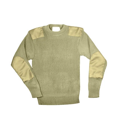 Khaki Military Army Commando Crew Neck Acrylic Sweater Rothco 8346 - Image 1 of 2