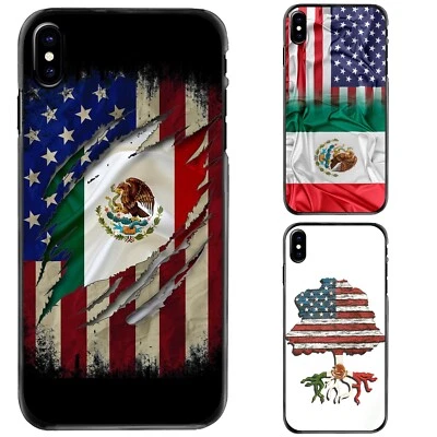 For iPhone 11 12 13 14 15 Plus Pro Max Mexican American Flag TPU Cover - Image 1 of 4