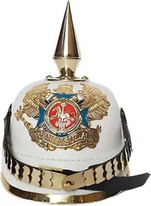 White German Pickelhaube Officer Leather Helmet Imperial Prussian Helmet Replica - Picture 1 of 6