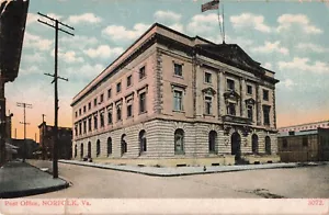 Post Office Norfolk VA um 1908 Postkarte E262 - Bild 1 von 2