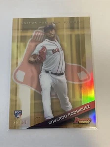2015 Bowman's Best Gold Refractor #71 Eduardo Rodriguez RC Red Sox /50 Rookie - Picture 1 of 3