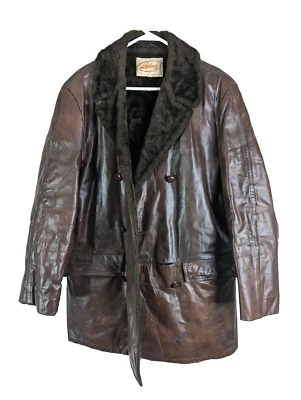 Vintage 70s LAKELAND Men's Medium 40 Brown Leather Jacket Rancher Coat Western - Image 1 of 4