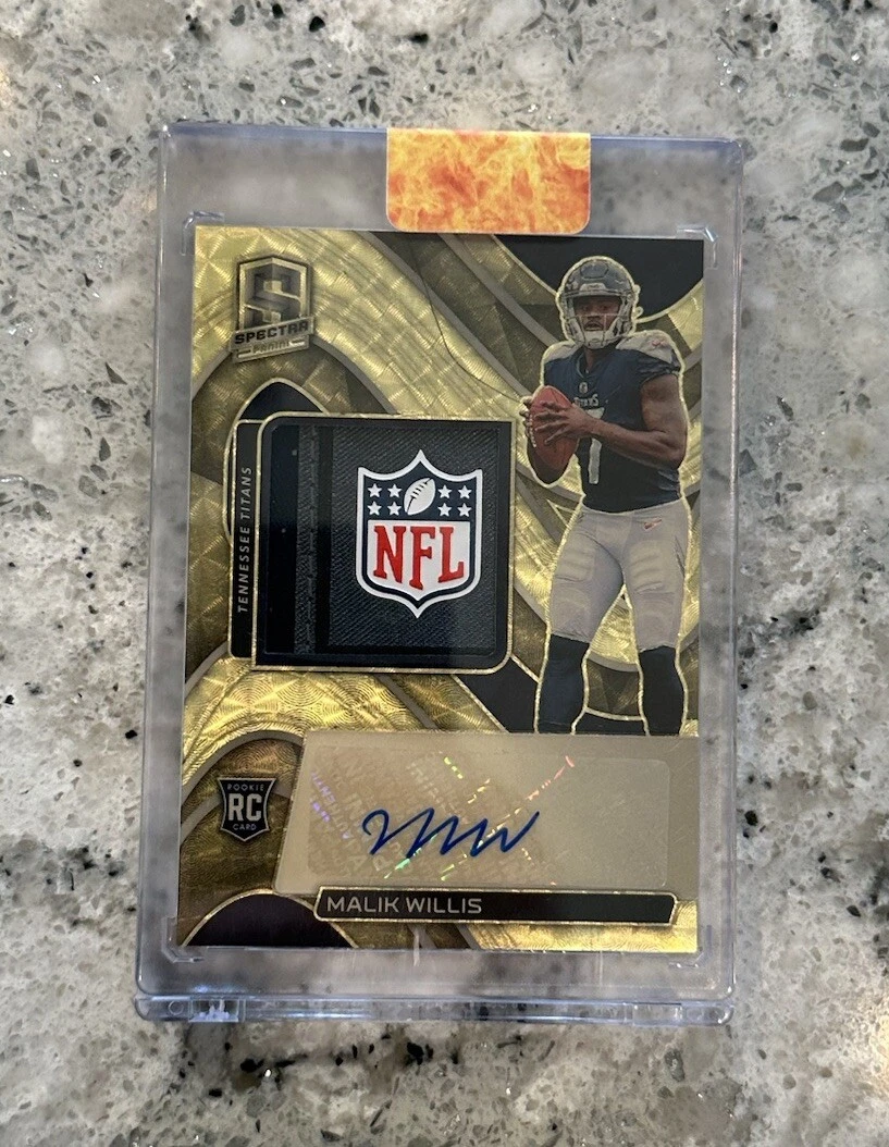 Malik Willis 2022 Panini Spectra RPA 1/1 Gold Vinyl NFL Shield Rookie Patch Auto