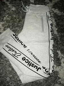 Girls justice heavyweight sport joggers size 10 new heathered silver logo - Picture 1 of 3