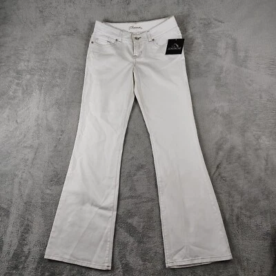 Vtg Jordache 7/8 Low Rise White Denim Flare Jeans Rare 30x32 Contrast Stitch - Image 1 of 4