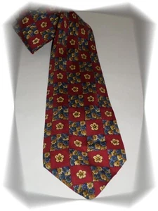 Cravate Fantaisie Bordeaux Motifs Bleu/Vert Petites FLeurs Nina Ricci - Foto 1 di 5