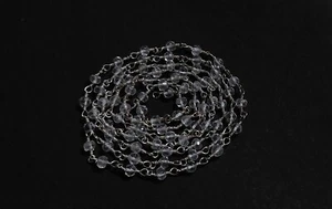 Crystal Quartz Silver Plated Rosary Chain Rondelle Faceted 4-4.5mm Beads 5 Feet - Picture 1 of 6
