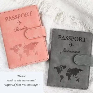 Custom Customized Passport Cover with Name for Couple Id Bank Card Pu Leather Pa - Picture 1 of 27