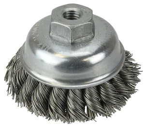 3-1/2" Single Row Knot Wire Cup Brush with .023" Steel Fill - Picture 1 of 12
