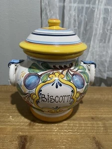 Ceramiche Artistiche Katia Italian Hand Painted Biscotti Jar 11” - Picture 1 of 7