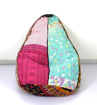 Vintage Handarbeit Baumwolle Blumen Kantha Bohemian Sessel bestickt Sitzsack - Bild 1 von 4