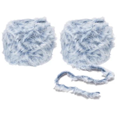70yds Kunstfellgarn, 2 Stränge Flauschiges Garn Häkelgarn Flauschiges  Blau Weiß - Bild 1 von 4