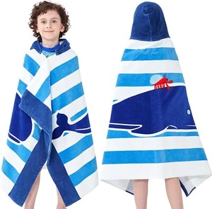 Kids Hooded Bath Beach Towel Girls Boys Swim Pool Cartoon Animal  cool - Picture 1 of 6