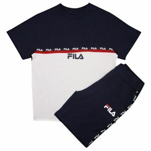 FILA Boy's Navy Blue & White Two-Toned T-Shirt & Shorts Set (S01)