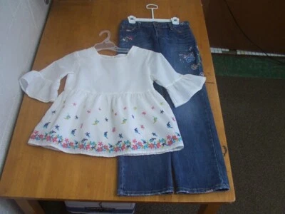 Gap Kids Girls' Colorful Embroidered Smock & Embroidered Jeans-Sz. 10 - Image 1 of 4