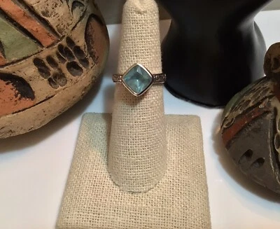 Anel de vidro azul facetado lago congelado prata esterlina 925 Silpada R2044 tamanho 6 em excelente estado usado - Imagem 1 de 4