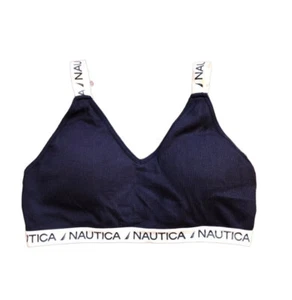 Sujetador Nautica Bralette Mujer Pequeño Azul Marino Blanco Logo Cuello en V - Imagen 1 de 4