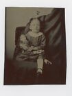 CIRCA 1860's-1870's TINTYPE GIRL WITH BEAUTIFUL PAPER MACHE HEAD DOLL