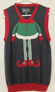 Ugly Christmas Sweater Men's Christmas Theme Elf Vest Gray Size Small - Picture 1 of 4