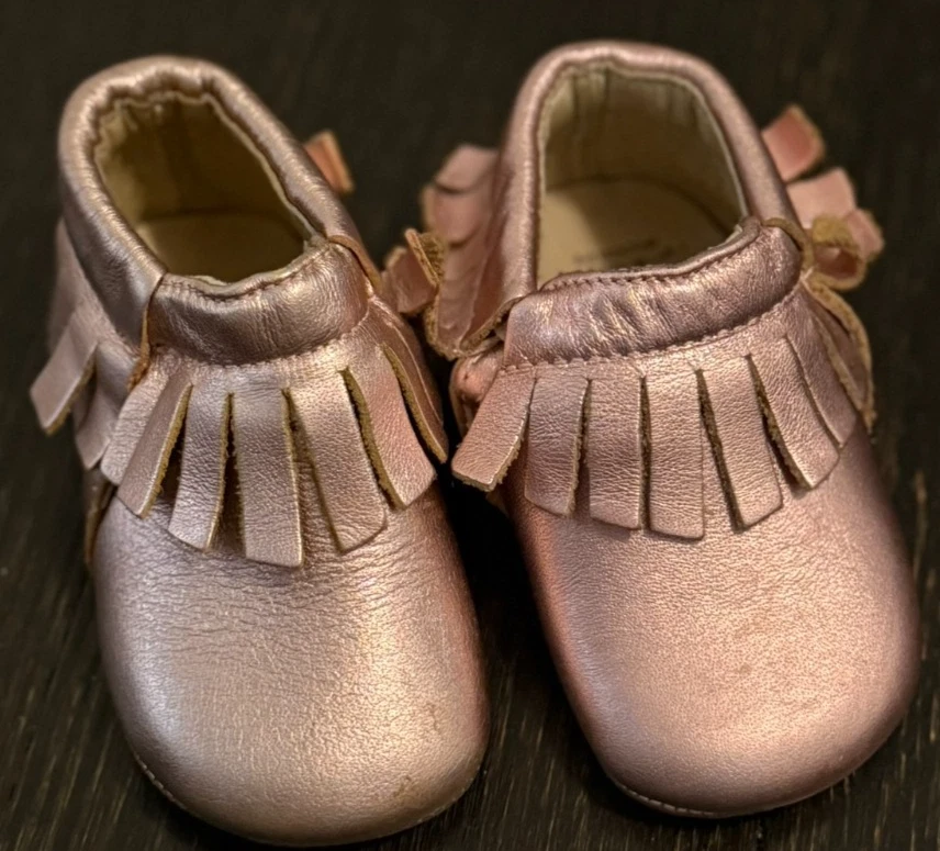 Old Soles Baby Infant Girls Pink Metallic Moccasins EU 19 US size 3, 6-9 months - Image 1 of 4