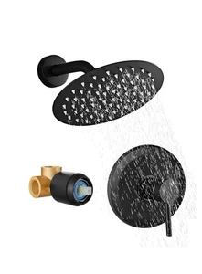 Juego de Grifo de Ducha con Cabezal de Ducha, Grifo de Ducha Negro de 8 Pulgadas con Válvula - Imagen 1 de 6