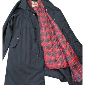 Baracuta Black Balmacaan Coat 38 Check Lined Removable Liner Cotton Japan F/S - Picture 1 of 8