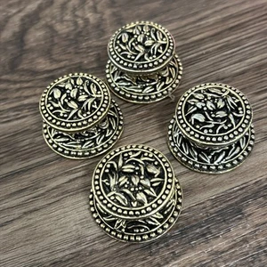 Vicenza San Michele Collection Floral Knob 1 1/4 inch Antique Brass Lot Of FOUR - Picture 1 of 10