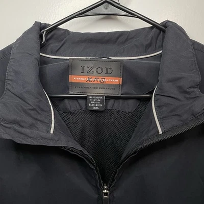 IZOD Windbreaker Shirt Jacket Mens 2XL Black X-Treme Function Golfwear Lined - Image 1 of 4