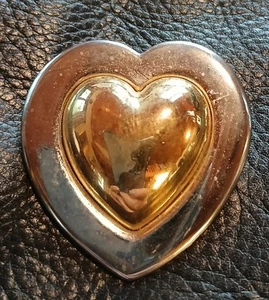Double Heart Two Tone Brooch Pin Costume Jewelry - Picture 1 of 8
