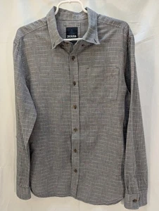 prAna Slim Herren M Bio Baumwolle grau kariert Button Down Langarm Hemd - Bild 1 von 8