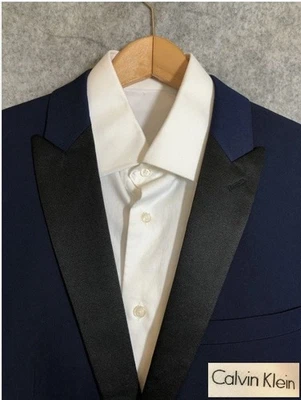 Calvin Klein Blazer Mens 42S Blue Tuxedo Jacket Satin Trim Formal Two Tone - Image 1 of 4