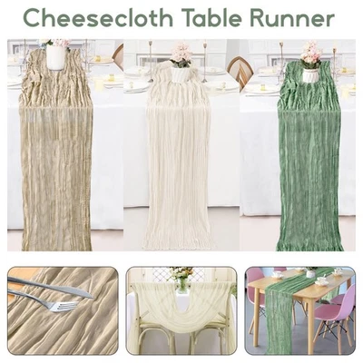 Cheesecloth Table Runner Cloth Rustic Table Decor Wedding Christmas Event Party - Image 1 of 3