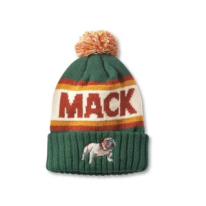 Mack Trucks Beanies: grün/orange/elfenbein Bündchen Strick Bommel Beanie | klassische Marken - Bild 1 von 2