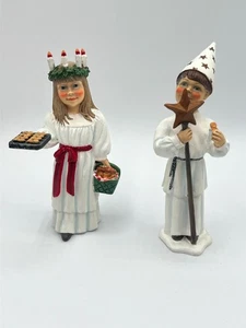 Candy Designs Norway, Santa Lucia Girl w/ Candle Wreath and Boy with Hat & Star - Picture 1 of 15