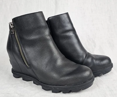 Sorel Womens Joan of Arctic Wedge II Sz 7.5 Black Hidden Wedge Boots NL3364-010 - Image 1 of 4
