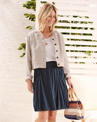 Garnett Hill Women's Easy Gathered Knit Cotton/Tencel Bubble Skirt Size Medium - Image 1 of 4