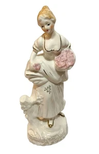 Vintage Porzellan Figur Viktorianische Dame mit Blumen Japan handbemalt - Bild 1 von 11