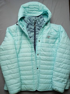 Женское зимнее пальто New Balance XXL с капюшоном из флиса с подкладкой пуховик бирюза - Изображение 1 из 4