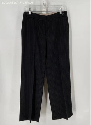 Pantalones para mujer Classiques Entier negros a rayas de pierna ancha talla 4 Foto 1 de 4