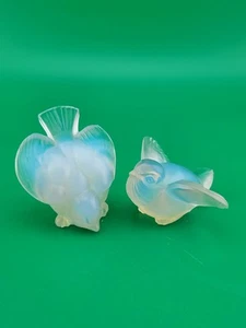 Collectible Set Of 2 Sabino Art Glass France Opalescent Birds Figurines 3” Mint - Picture 1 of 12