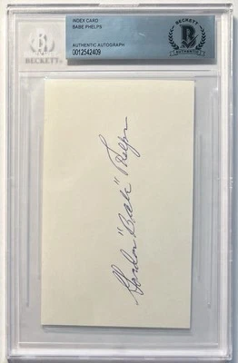 Babe Phelps Signed Index Card BAS Beckett Auto Authentic Autograph Rare Free S&H - Image 1 of 2