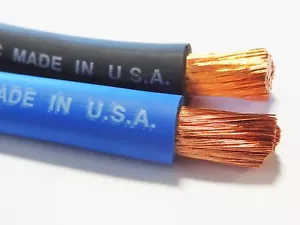 50' 4/0 SCHWEISSBATTERIE KUPFERKABEL HERGESTELLT IN USA EPDM JACKE 25' SCHWARZ 25' BLAU - Bild 1 von 1
