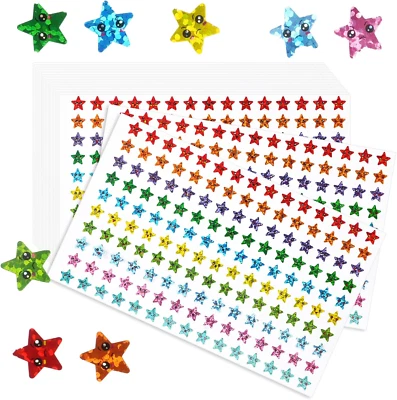 6750 Stück Glitzer Sticker Sterne, Selbstklebende Glitzer Aufkleber, Smiley Ster - Bild 1 von 4