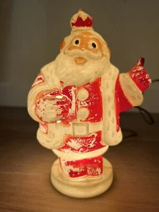 VINTAGE HARD PLASTIC HARETT-GILMAR CHRISTMAS LIGHT-UP KING SANTA BANK WORKING - Picture 1 of 9
