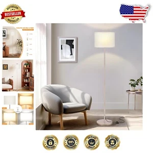 Sleek 60'' Modern Tall Lamp with Mocha Gold Pole - Perfect for Living Spaces - Picture 1 of 9