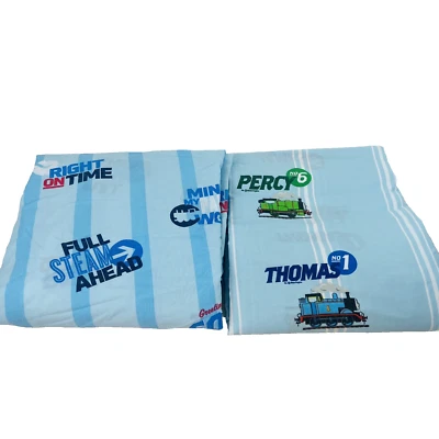 THOMAS THE TANK ENGINE & FRIENDS Twin Fitted Flat Sheet Percy James Blue Fabric - Image 1 of 4