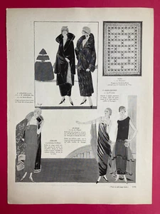 Page mode 1923 fourrures robe vintage illustration rétro 20s dessin illustration - Picture 1 of 2